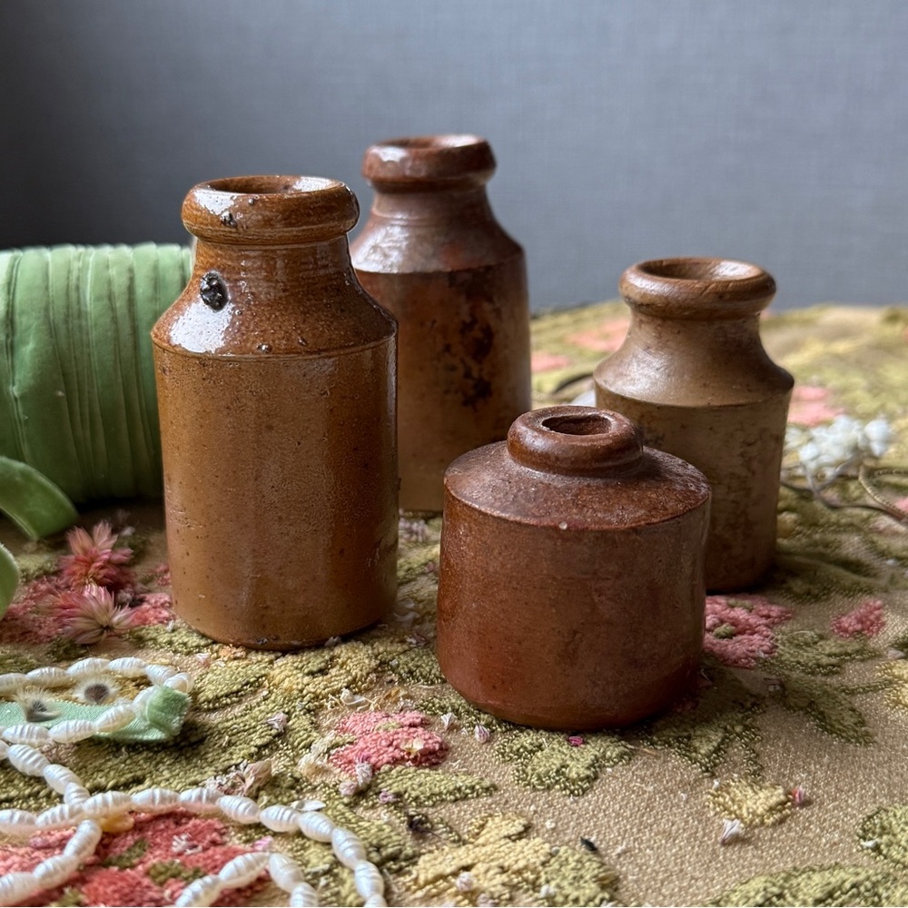Antique Salt-Glazed Stoneware Ink Well